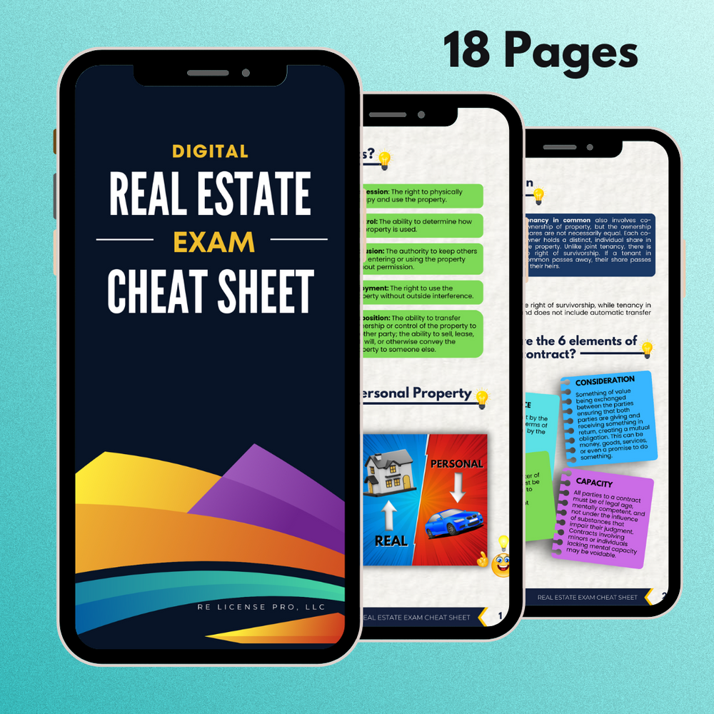 Real Estate Exam "Cheat Sheet"